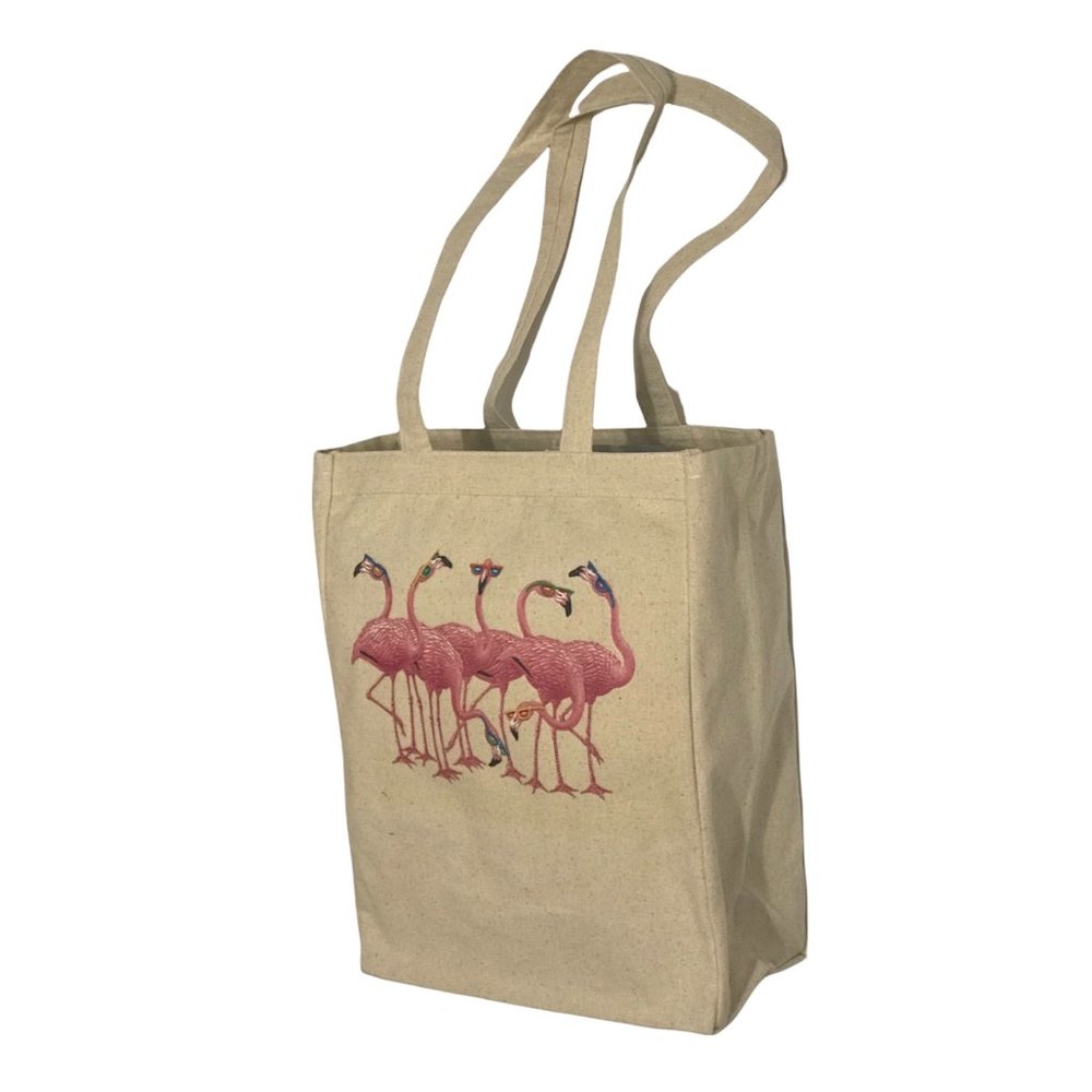 Flamingo Canvas Tote Bag Heavy 10oz Cotton Canvas Size: 10"L x 14"H x 4.5"W